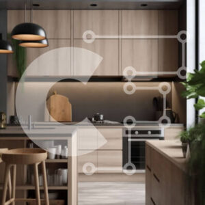 Intra Συλλεκτικό Ξύλινο Παζλ Plywood  4mm - Κομψή μοντέρνα κουζίνα με μεγάλο νησί και μαρμάρινο πάγκο Σε Ξύλινο Κουτί - Διαστάσεις Puzzle: 10x10 cm – 25 κομμάτια
