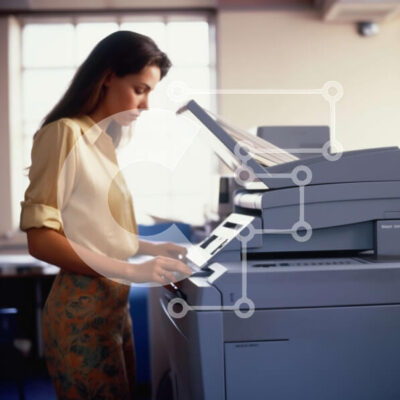 Intra Συλλεκτικό Ξύλινο Παζλ Plywood  4mm - Επιχειρηματίας που κάνει ένα αντίγραφο ενός εγγράφου σε μια μηχανή φωτοαντιγραφικού Σε Ξύλινο Κουτί - Διαστάσεις Puzzle: 10x10 cm – 25 κομμάτια - Image 1