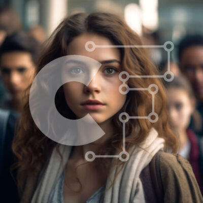 Intra Συλλεκτικό Ξύλινο Παζλ Plywood  4mm - Στοχαστική νεαρή γυναίκα στον γεμάτο σιδηροδρομικό σταθμό Σε Ξύλινο Κουτί - Διαστάσεις Puzzle: 10x10 cm – 25 κομμάτια - Image 1