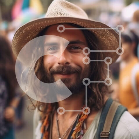 Intra Συλλεκτικό Ξύλινο Παζλ Plywood  4mm - Χαλαρός άνδρας με κιθάρα στο Μουσικό Φεστιβάλ Σε Ξύλινο Κουτί - Διαστάσεις Puzzle: 10x10 cm – 25 κομμάτια - Image 1