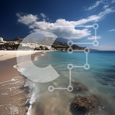 Intra Συλλεκτικό Ξύλινο Παζλ Plywood  4mm - Γαλήνια εικόνα μιας παραλίας με χιονισμένα βουνά στο φόντο Σε Ξύλινο Κουτί - Διαστάσεις: 10x10 cm – 25 κομμάτια - Image 1