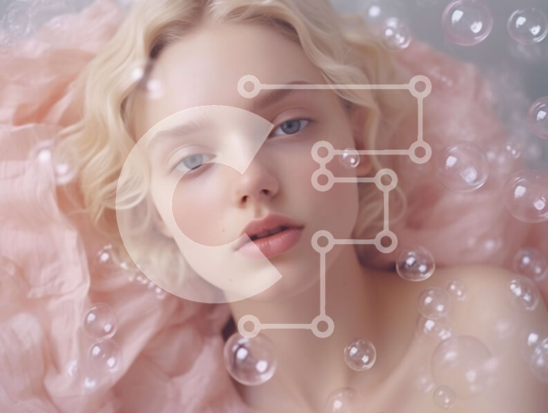 Intra Συλλεκτικό Ξύλινο Παζλ Plywood  4mm - Ονειρική εικόνα μιας γυναίκας ξαπλωμένης σε ένα ροζ κρεβάτι που περιβάλλεται από φυσαλίδες Σε Ξύλινο Κουτί - Διαστάσεις Puzzle: 10x10 cm – 25 κομμάτια