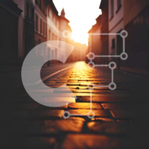 Intra Συλλεκτικό Ξύλινο Παζλ Plywood  4mm - Όμορφη εικόνα της Cobblestone Street στην παλιά πόλη στο ηλιοβασίλεμα Σε Ξύλινο Κουτί - Διαστάσεις Puzzle: 10x10 cm – 25 κομμάτια