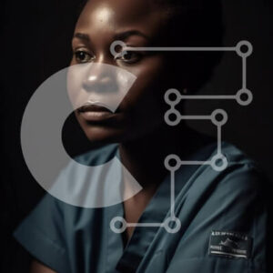 Intra Συλλεκτικό Ξύλινο Παζλ Plywood  4mm - Σοβαρή Αφροαμερικανίδα με μπλε τρίβει με σγουρά μαλλιά Σε Ξύλινο Κουτί - Διαστάσεις Puzzle: 10x10 cm – 25 κομμάτια