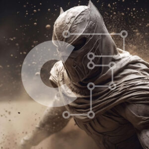 Intra Συλλεκτικό Ξύλινο Παζλ Plywood  4mm - Μυστηριώδης φιγούρα με σπαθί σε χωματόδρομο σε μαύρο και άσπρο Σε Ξύλινο Κουτί - Διαστάσεις Puzzle: 10x10 cm – 25 κομμάτια