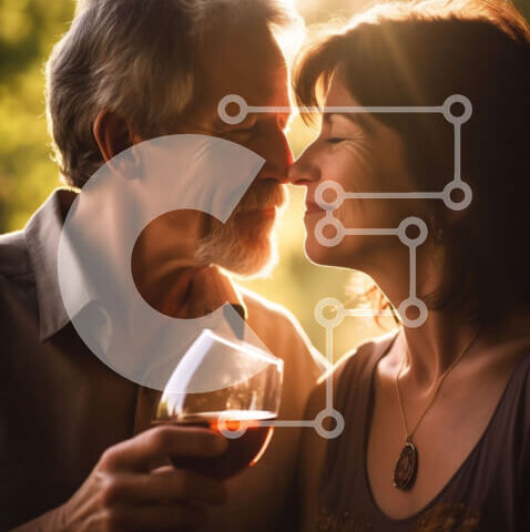 Intra Συλλεκτικό Ξύλινο Παζλ Plywood  4mm - Ευτυχισμένο ηλικιωμένο ζευγάρι που απολαμβάνει κρασί σε μια όμορφη μέρα Σε Ξύλινο Κουτί - Διαστάσεις Puzzle: 10x10 cm – 25 κομμάτια - Image 1