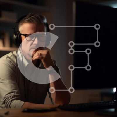 Intra Συλλεκτικό Ξύλινο Παζλ Plywood  4mm - Επιχειρηματίας με ακουστικά και υπολογιστή Σε Ξύλινο Κουτί - Διαστάσεις Puzzle: 10x10 cm – 25 κομμάτια - Image 1