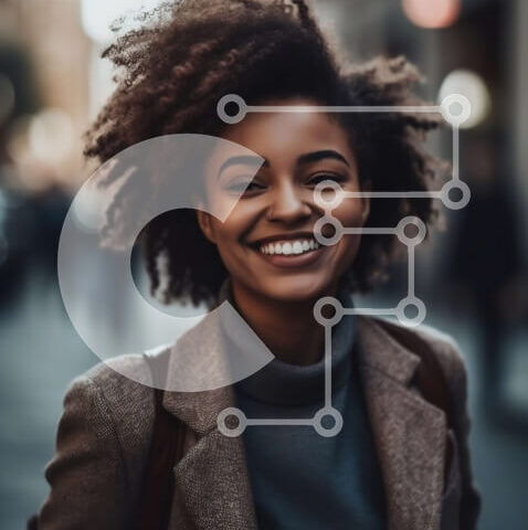 Intra Συλλεκτικό Ξύλινο Παζλ Plywood 4mm - Ευτυχισμένη γυναίκα που περπατά την ηλιόλουστη μέρα στην πόλη Σε Ξύλινο Κουτί - Διαστάσεις Puzzle: 10x10 cm – 25 κομμάτια - Image 1