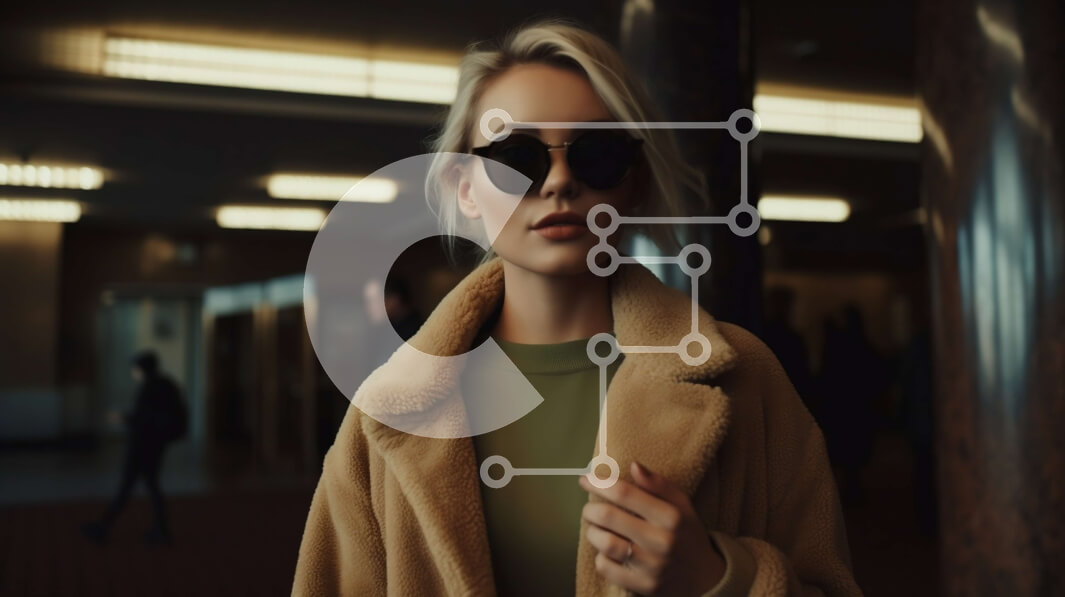 Intra Συλλεκτικό Ξύλινο Παζλ Plywood  4mm - Κομψή γυναίκα με μπεζ παλτό που στέκεται στον κομψό διάδρομο Σε Ξύλινο Κουτί - Διαστάσεις Puzzle: 10x10 cm – 25 κομμάτια