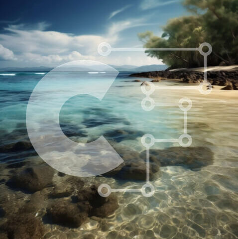 Intra Συλλεκτικό Ξύλινο Παζλ Plywood  4mm - Όμορφη τροπική παραλία με κρυστάλλινα νερά και φοίνικες Σε Ξύλινο Κουτί - Διαστάσεις: 10x10 cm – 25 κομμάτια - Image 1