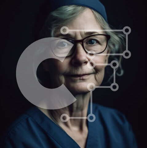 Intra Συλλεκτικό Ξύλινο Παζλ Plywood  4mm - Ηλικιωμένη γυναίκα με ιατρική ενδυμασία με σοβαρή έκφραση Σε Ξύλινο Κουτί - Διαστάσεις Puzzle: 10x10 cm – 25 κομμάτια - Image 1