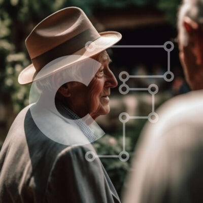 Intra Συλλεκτικό Ξύλινο Παζλ Plywood  4mm - Ανώτερος άνδρας στον κήπο με τα δέντρα και τα λουλούδια Σε Ξύλινο Κουτί - Διαστάσεις Puzzle: 10x10 cm – 25 κομμάτια - Image 1