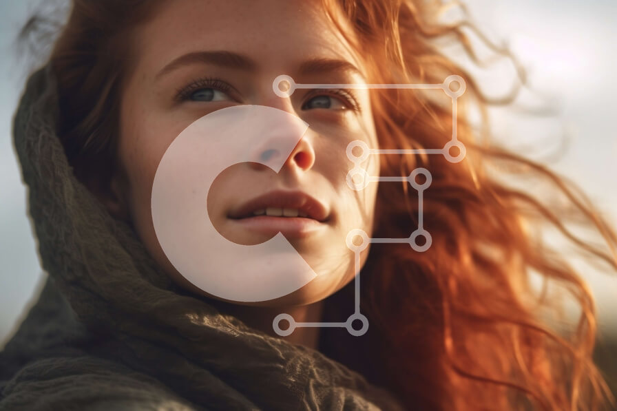 Intra Συλλεκτικό Ξύλινο Παζλ Plywood  4mm - Όμορφη εικόνα μιας νεαρής γυναίκας με κόκκινα μαλλιά και πράσινο φούτερ Σε Ξύλινο Κουτί - Διαστάσεις Puzzle: 10x10 cm – 25 κομμάτια