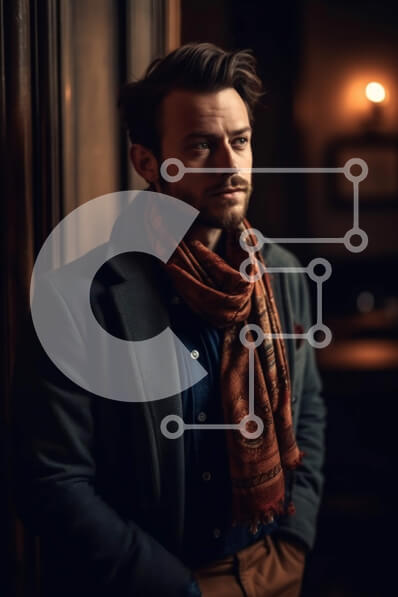 Intra Συλλεκτικό Ξύλινο Παζλ Plywood  4mm - Άτομο που στέκεται μπροστά από ένα παράθυρο με κεριά Σε Ξύλινο Κουτί - Διαστάσεις Puzzle: 10x10 cm – 25 κομμάτια