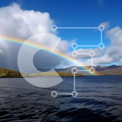 Intra Συλλεκτικό Ξύλινο Παζλ Plywood  4mm - Όμορφη εικόνα του ουράνιου τόξου πάνω από το νερό και τα βουνά Σε Ξύλινο Κουτί - Διαστάσεις: 10x10 cm – 25 κομμάτια - Image 1