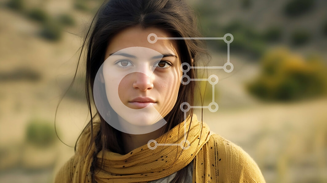 Intra Συλλεκτικό Ξύλινο Παζλ Plywood  4mm - Όμορφη εικόνα μιας νεαρής γυναίκας που φορά ένα κίτρινο κασκόλ κοιτάζοντας την απόσταση Σε Ξύλινο Κουτί - Διαστάσεις Puzzle: 10x10 cm – 25 κομμάτια