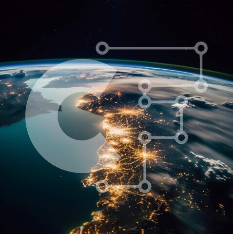 Intra Συλλεκτικό Ξύλινο Παζλ Plywood  4mm - Εκπληκτική εναέρια άποψη της Γης τη νύχτα με τα φωτεινά φώτα της πόλης Σε Ξύλινο Κουτί - Διαστάσεις Puzzle: 10x10 cm – 25 κομμάτια - Image 1