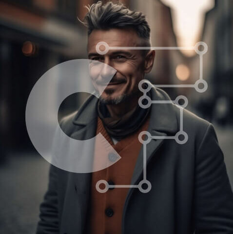 Intra Συλλεκτικό Ξύλινο Παζλ Plywood  4mm - Σοβαρός άνδρας στη λιθόστρωτη οδό μπροστά από παλιά κτίρια Σε Ξύλινο Κουτί - Διαστάσεις Puzzle: 10x10 cm – 25 κομμάτια - Image 1