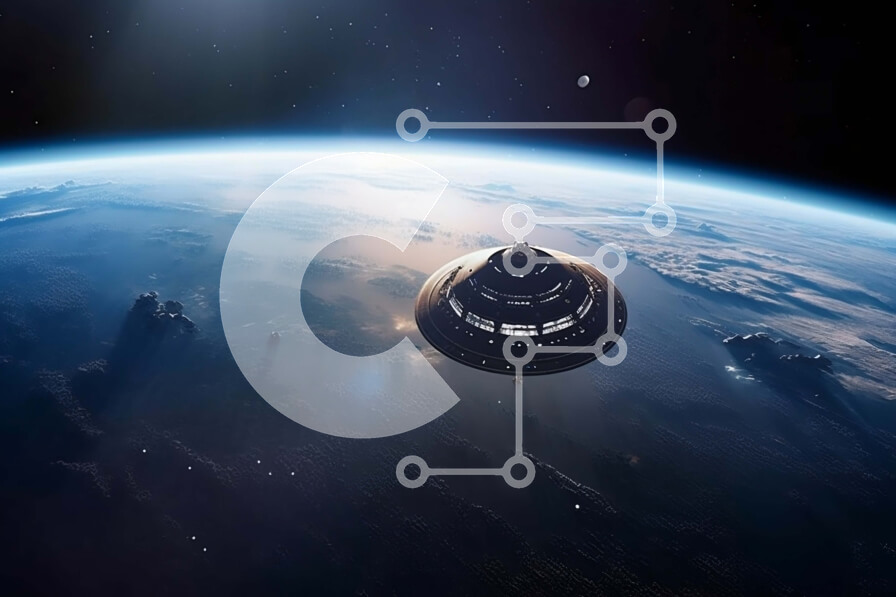 Intra Συλλεκτικό Ξύλινο Παζλ Plywood  4mm - Διαστημικό λεωφορείο που επιπλέει πάνω από έναν πλανήτη με μπλε ουρανό Σε Ξύλινο Κουτί - Διαστάσεις Puzzle: 10x10 cm – 25 κομμάτια