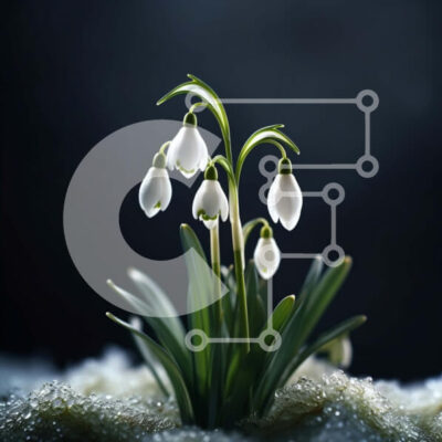 Intra Συλλεκτικό Ξύλινο Παζλ Plywood 4mm - Όμορφη ασπρόμαυρη εικόνα των Snowdrops το χειμώνα Σε Ξύλινο Κουτί - Διαστάσεις: 10x10 cm – 25 κομμάτια - Image 1