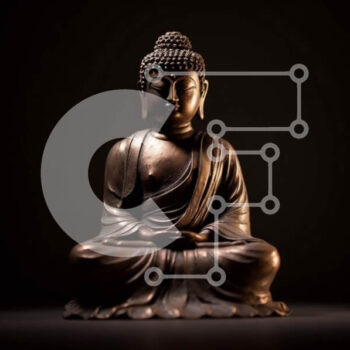 Intra Συλλεκτικό Ξύλινο Παζλ Plywood  4mm - Όμορφη εικόνα ενός καθιστού αγάλματος του Βούδα σε ένα σκοτεινό δωμάτιο Σε Ξύλινο Κουτί - Διαστάσεις Puzzle: 10x10 cm – 25 κομμάτια - Image 1