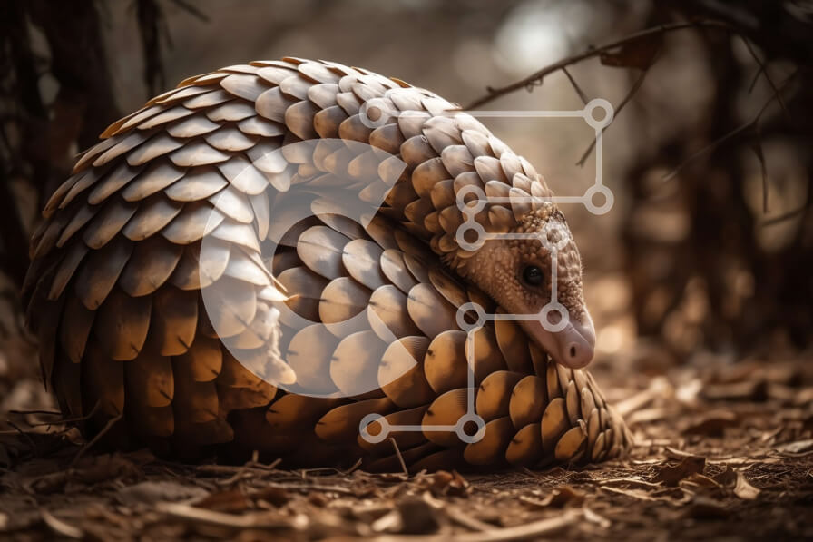 Intra Συλλεκτικό Ξύλινο Παζλ Plywood  4mm - Κοντινή φωτογραφία του κεφαλιού του Παγκολίνου με αιχμηρά δόντια και ορατές κλίμακες Σε Ξύλινο Κουτί - Διαστάσεις: 10x10 cm – 25 κομμάτια