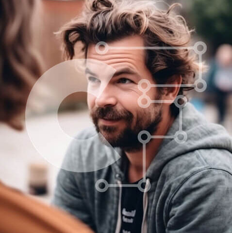 Intra Συλλεκτικό Ξύλινο Παζλ Plywood  4mm - Ευτυχισμένο ζευγάρι που έχει μια συνομιλία σε ένα τραπέζι Σε Ξύλινο Κουτί - Διαστάσεις Puzzle: 10x10 cm – 25 κομμάτια - Image 1