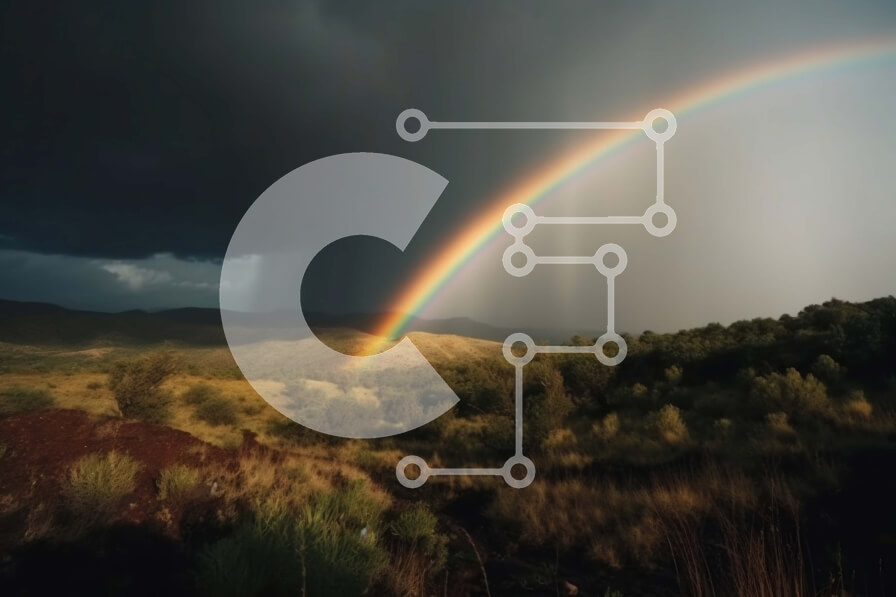 Intra Συλλεκτικό Ξύλινο Παζλ Plywood  4mm - Όμορφο ουράνιο τόξο πάνω από το πράσινο τοπίο με τα βουνά στο φόντο Σε Ξύλινο Κουτί - Διαστάσεις: 10x10 cm – 25 κομμάτια