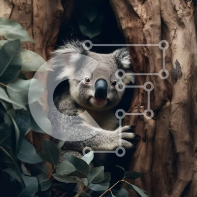 Intra Συλλεκτικό Ξύλινο Παζλ Plywood  4mm - Χαριτωμένη φωτογραφία της αρκούδας Koala στο Tree Hollow Σε Ξύλινο Κουτί - Διαστάσεις: 10x10 cm – 25 κομμάτια - Image 1