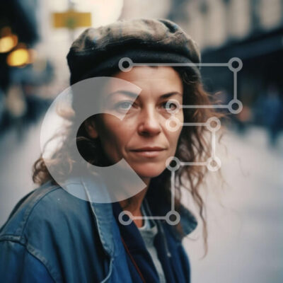 Intra Συλλεκτικό Ξύλινο Παζλ Plywood  4mm - Κομψή γυναίκα με καπέλο και σακάκι στέκεται στην οδό City Σε Ξύλινο Κουτί - Διαστάσεις Puzzle: 10x10 cm – 25 κομμάτια - Image 1