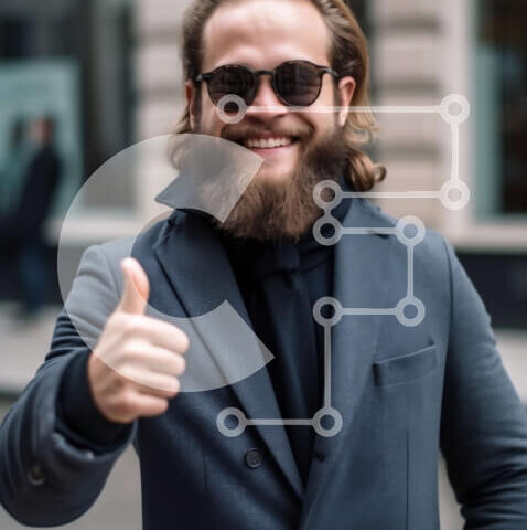 Intra Συλλεκτικό Ξύλινο Παζλ Plywood 4mm - Κομψός άντρας λέει μπράβο στην πολυσύχναστη οδό της πόλης Σε Ξύλινο Κουτί - Διαστάσεις Puzzle: 10x10 cm – 25 κομμάτια - Image 1