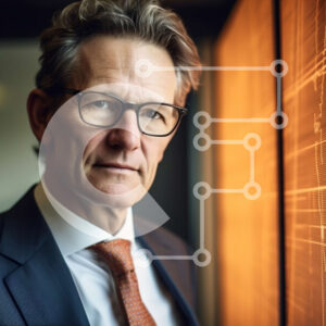 Intra Συλλεκτικό Ξύλινο Παζλ Plywood  4mm - Σοβαρός επιχειρηματίας μπροστά από τον τοίχο γραφημάτων Σε Ξύλινο Κουτί - Διαστάσεις Puzzle: 10x10 cm – 25 κομμάτια