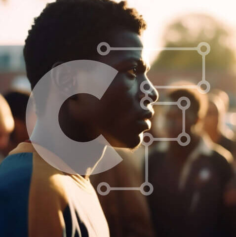 Intra Συλλεκτικό Ξύλινο Παζλ Plywood  4mm - Προφίλ ενός νεαρού άνδρα σε ένα πλήθος Σε Ξύλινο Κουτί - Διαστάσεις Puzzle: 10x10 cm – 25 κομμάτια - Image 1