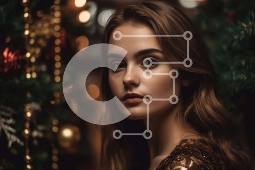 Intra Συλλεκτικό Ξύλινο Παζλ Plywood  4mm - Κομψό χριστουγεννιάτικο πορτρέτο μιας νεαρής γυναίκας με χρυσό φόρεμα Σε Ξύλινο Κουτί - Διαστάσεις: 10x10 cm – 25 κομμάτια