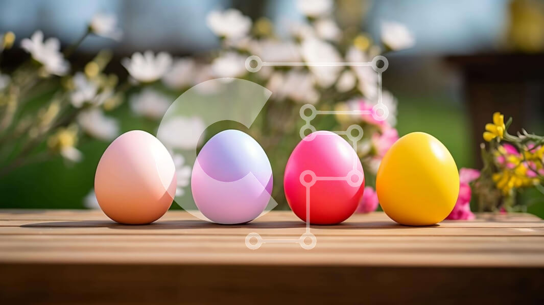 Intra Συλλεκτικό Ξύλινο Παζλ Plywood  4mm - Πολύχρωμα Πασχαλινά αυγά σε ξύλινο τραπέζι με λουλούδια Σε Ξύλινο Κουτί - Διαστάσεις: 10x10 cm – 25 κομμάτια