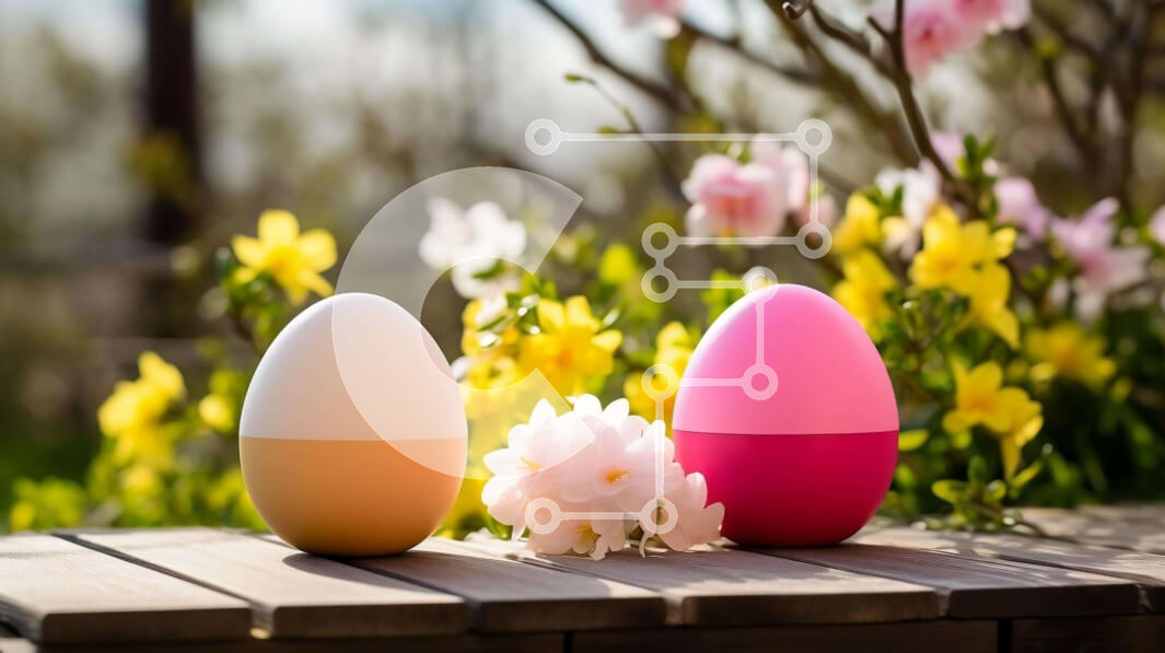 Intra Συλλεκτικό Ξύλινο Παζλ Plywood  4mm - Πολύχρωμα Πασχαλινά αυγά σε ξύλινο τραπέζι με λουλούδια Σε Ξύλινο Κουτί - Διαστάσεις: 10x10 cm – 25 κομμάτια