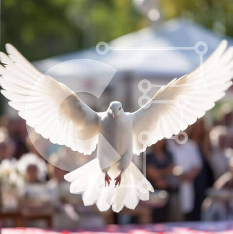 Intra Συλλεκτικό Ξύλινο Παζλ Plywood  4mm - Λευκό Περιστέρι σε μια εορταστική εκδήλωση Σε Ξύλινο Κουτί - Διαστάσεις: 10x10 cm – 25 κομμάτια - Image 1