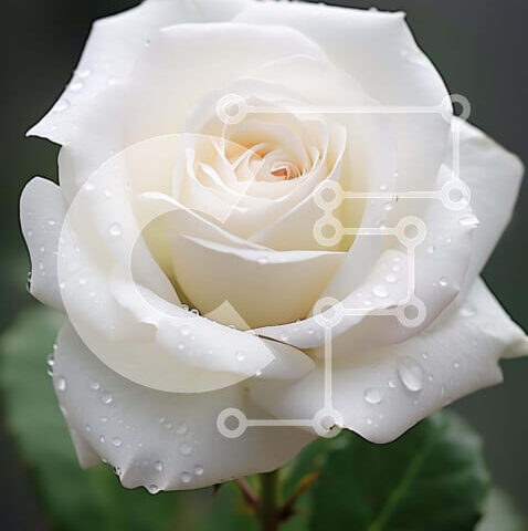 Intra Συλλεκτικό Ξύλινο Παζλ Plywood 4mm - Λευκό τριαντάφυλλο με σταγονίδια νερού Σε Ξύλινο Κουτί - Διαστάσεις: 10x10 cm – 25 κομμάτια - Image 1