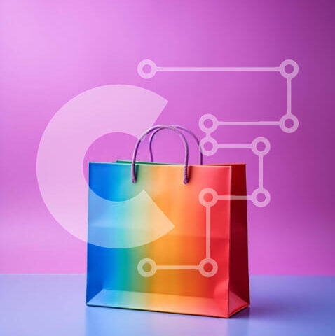 Intra Συλλεκτικό Ξύλινο Παζλ Plywood 4mm - Χάρτινη σακούλα στο χρώμα του ουράνιου τόξου σε πολύχρωμο φόντο Σε Ξύλινο Κουτί - Διαστάσεις: 10x10 cm – 25 κομμάτια - Image 1