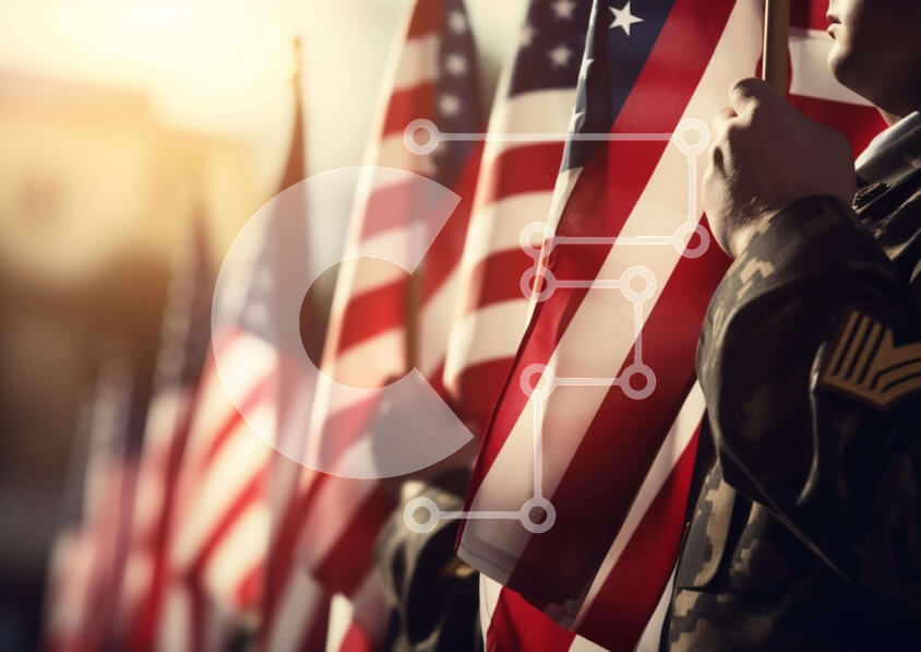 Intra Συλλεκτικό Ξύλινο Παζλ Plywood  4mm - Πατριωτικό στρατιωτικό προσωπικό με αμερικανικές σημαίες Σε Ξύλινο Κουτί - Διαστάσεις Puzzle: 10x10 cm – 25 κομμάτια