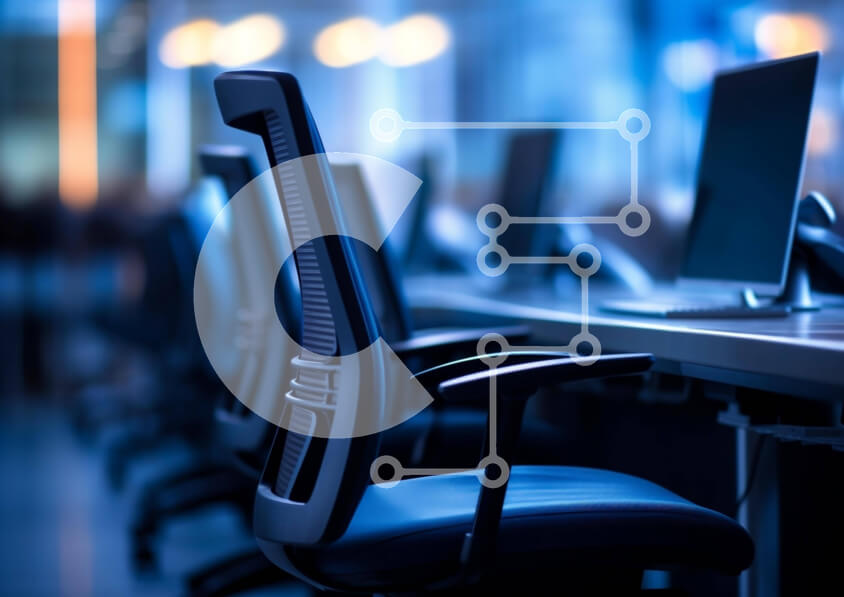 Intra Συλλεκτικό Ξύλινο Παζλ Plywood 4mm - Καρέκλες γραφείου και οθόνες υπολογιστών σε χώρο εργασίας Σε Ξύλινο Κουτί - Διαστάσεις Puzzle: 10x10 cm – 25 κομμάτια - Image 1