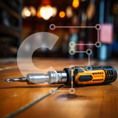 Intra Συλλεκτικό Ξύλινο Παζλ Plywood  4mm - Ηλεκτρικό τρυπάνι σε ξύλινο τραπέζι Σε Ξύλινο Κουτί - Διαστάσεις: 10x10 cm – 25 κομμάτια - Image 1