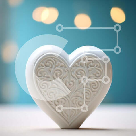 Intra Συλλεκτικό Ξύλινο Παζλ Plywood 4mm - Λευκό αντικείμενο σε σχήμα καρδιάς στο τραπέζι με πολύχρωμο μπόκε Σε Ξύλινο Κουτί - Διαστάσεις: 10x10 cm – 25 κομμάτια - Image 1