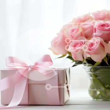 Intra Συλλεκτικό Ξύλινο Παζλ Plywood  4mm - Ροζ τριαντάφυλλα σε γυάλινο βάζο με κουτί δώρου και κορδέλα Σε Ξύλινο Κουτί - Διαστάσεις Puzzle: 10x10 cm – 25 κομμάτια - Image 1