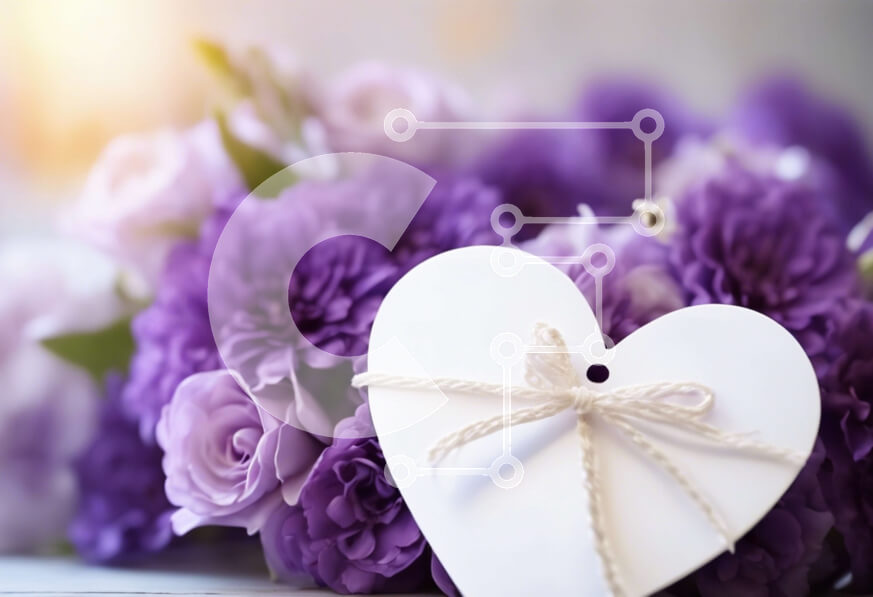 Intra Συλλεκτικό Ξύλινο Παζλ Plywood  4mm - Ρομαντικό χαρτί σε σχήμα καρδιάς και μωβ λουλούδια Σε Ξύλινο Κουτί - Διαστάσεις: 10x10 cm – 25 κομμάτια