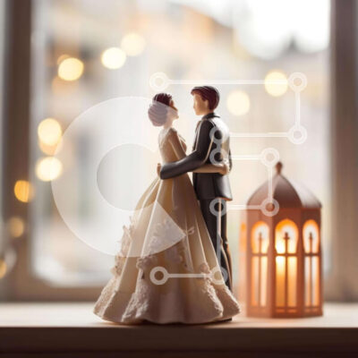 Intra Συλλεκτικό Ξύλινο Παζλ Plywood  4mm - Ειδώλιο ζεύγους αρραβώνων ή γάμου στο περβάζι Σε Ξύλινο Κουτί - Διαστάσεις Puzzle: 10x10 cm – 25 κομμάτια - Image 1