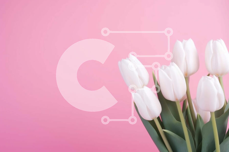 Intra Συλλεκτικό Ξύλινο Παζλ Plywood  4mm - Λευκές τουλίπες σε βάζο σε ροζ φόντο Σε Ξύλινο Κουτί - Διαστάσεις: 10x10 cm – 25 κομμάτια