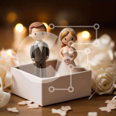 Intra Συλλεκτικό Ξύλινο Παζλ Plywood  4mm - Ειδώλια νύφης και γαμπρού σε ανοιχτό κουτί με κεριά Σε Ξύλινο Κουτί - Διαστάσεις: 10x10 cm – 25 κομμάτια - Image 1