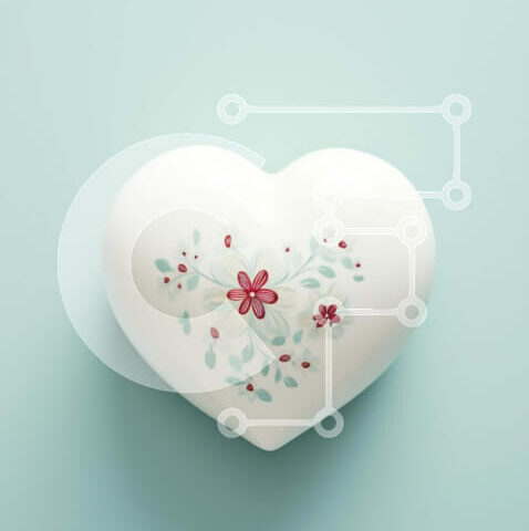 Intra Συλλεκτικό Ξύλινο Παζλ Plywood  4mm - Floral κουτί σε σχήμα καρδιάς σε υπόλευκο φόντο Σε Ξύλινο Κουτί - Διαστάσεις: 10x10 cm – 25 κομμάτια - Image 1