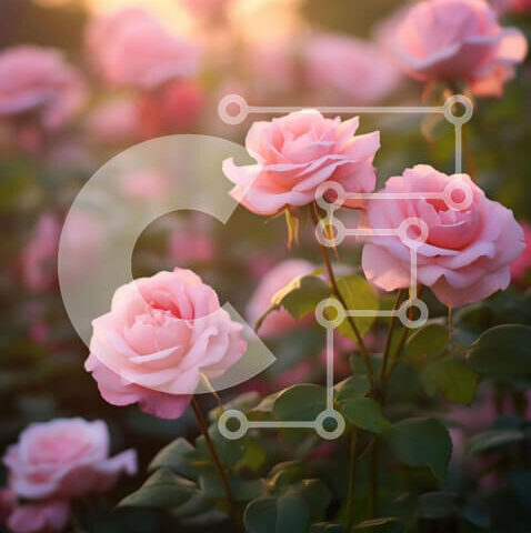 Intra Συλλεκτικό Ξύλινο Παζλ Plywood  4mm - Ροζ τριαντάφυλλα σε ένα χωράφι στο ηλιοβασίλεμα Σε Ξύλινο Κουτί - Διαστάσεις: 10x10 cm – 25 κομμάτια - Image 1